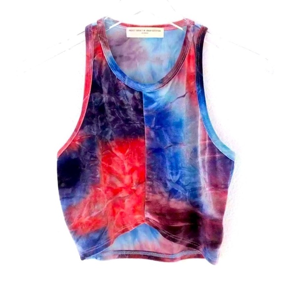 Project Social T Tops - Project Social T Urban Outfitters UO Tie Dye Crushed Velvet Crop Tank Top Size S